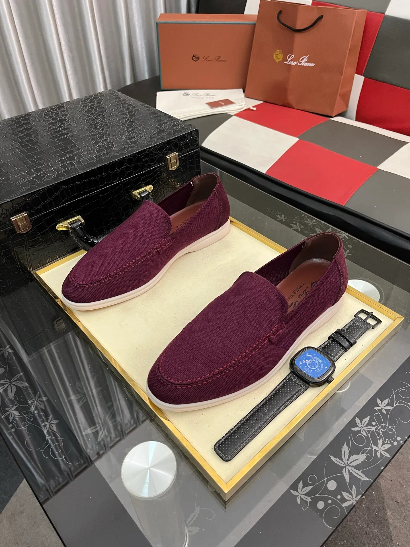 Men's men's shoes💰420⌚️⌚️Loro*Piana pure original 2025 soft and comfortable LP deerskin flat-soled casual star's same style slip-on Loaf men's shoes, size: 38-446️⃣colors available